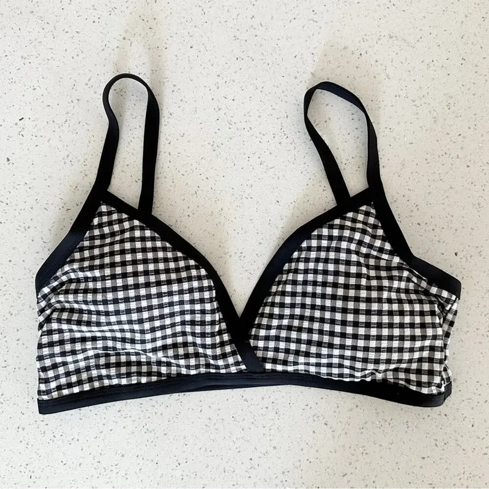 Andie Swim‎ The Cove Top V Neck Gingham Black Size Large